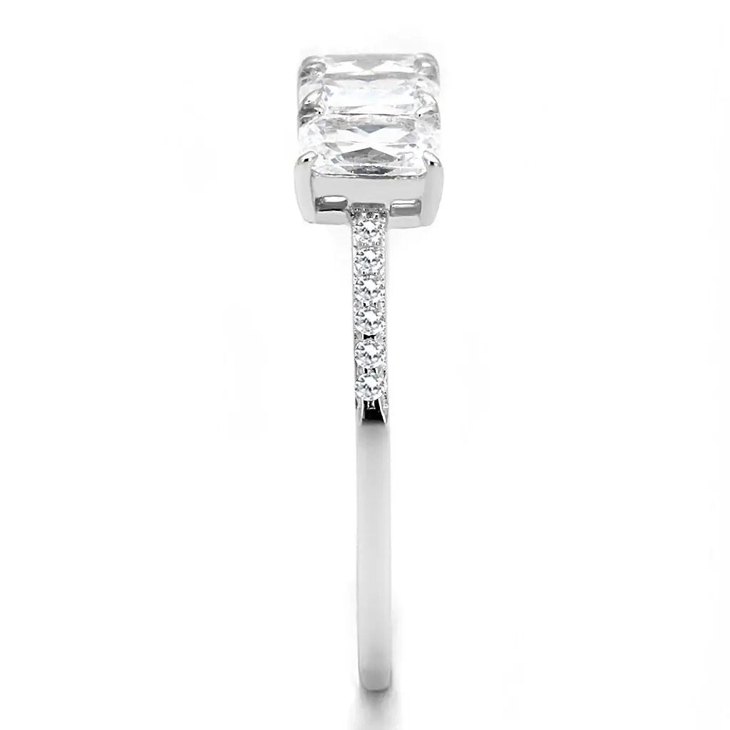 TS579 - Rhodium 925 Sterling Silver Ring with AAA Grade CZ in Clear - Alamode - Flyclothing LLC