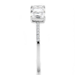 TS579 - Rhodium 925 Sterling Silver Ring with AAA Grade CZ  in Clear