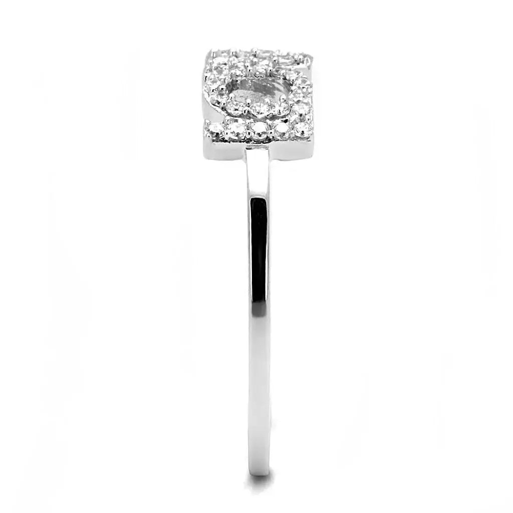 TS580 - Rhodium 925 Sterling Silver Ring with AAA Grade CZ in Clear - Alamode - Flyclothing LLC