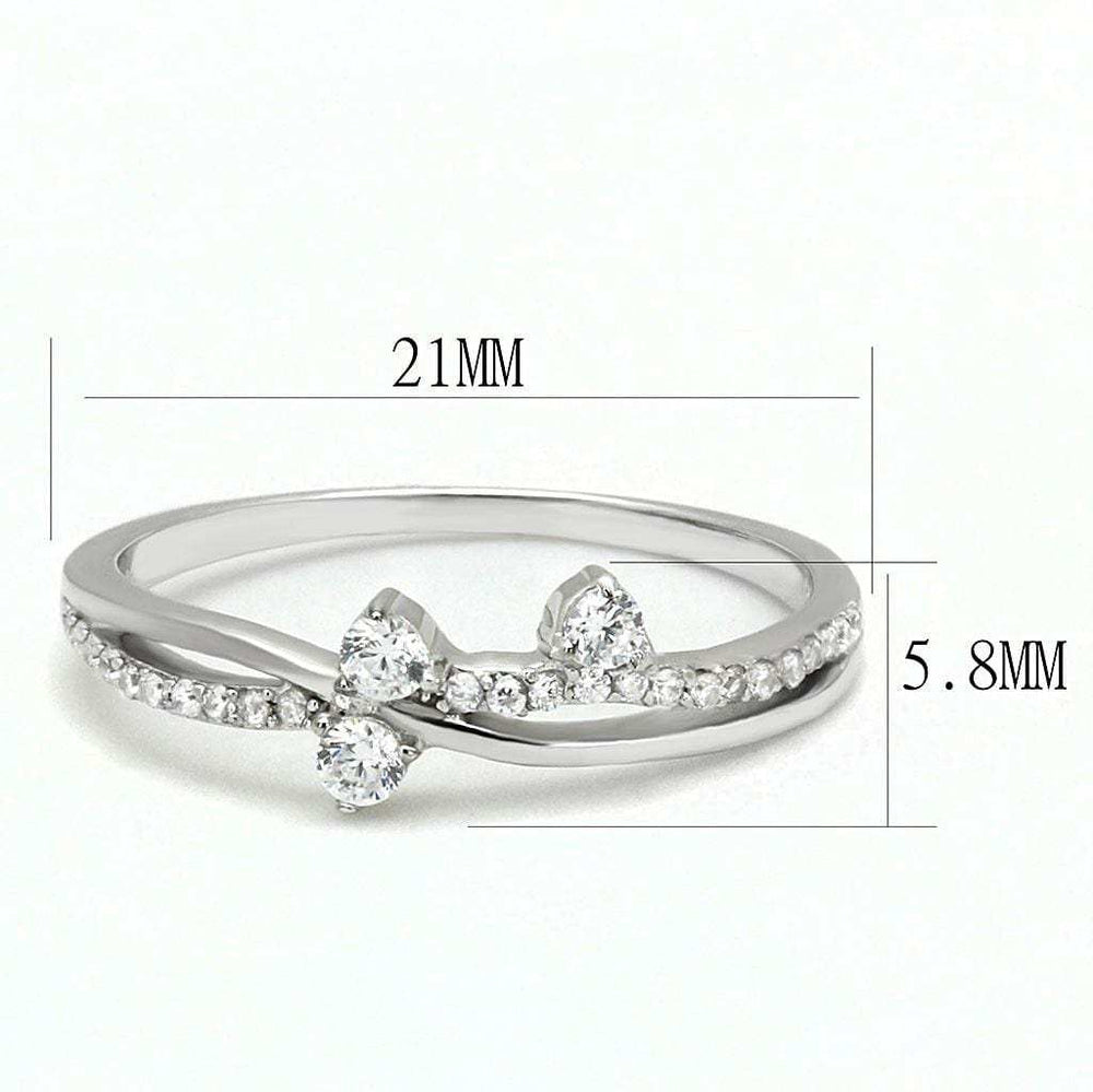 TS581 - Rhodium 925 Sterling Silver Ring with AAA Grade CZ in Clear - Alamode - Flyclothing LLC