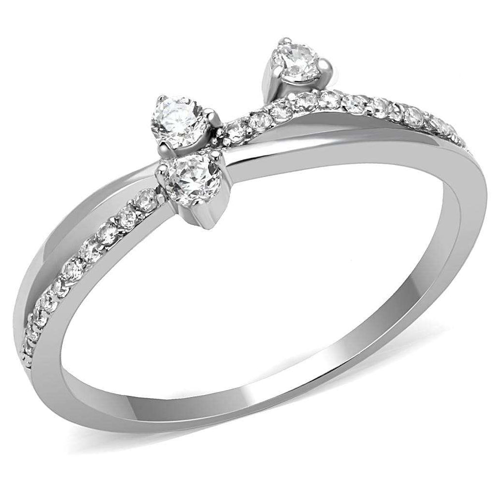 TS581 - Rhodium 925 Sterling Silver Ring with AAA Grade CZ in Clear - Alamode - Flyclothing LLC