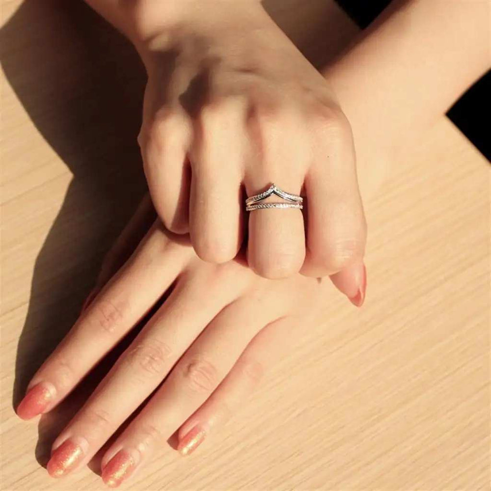 TS582 - Rhodium 925 Sterling Silver Ring with AAA Grade CZ in Clear - Alamode - Flyclothing LLC