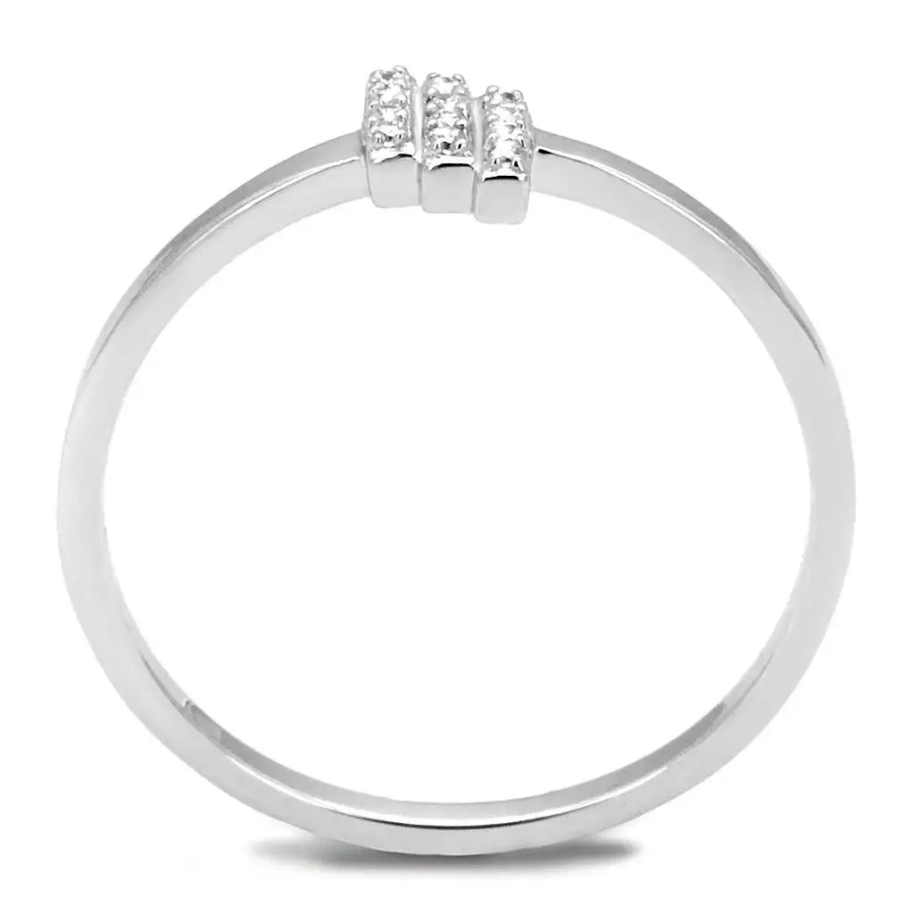 TS584 - Rhodium 925 Sterling Silver Ring with AAA Grade CZ in Clear - Alamode - Flyclothing LLC