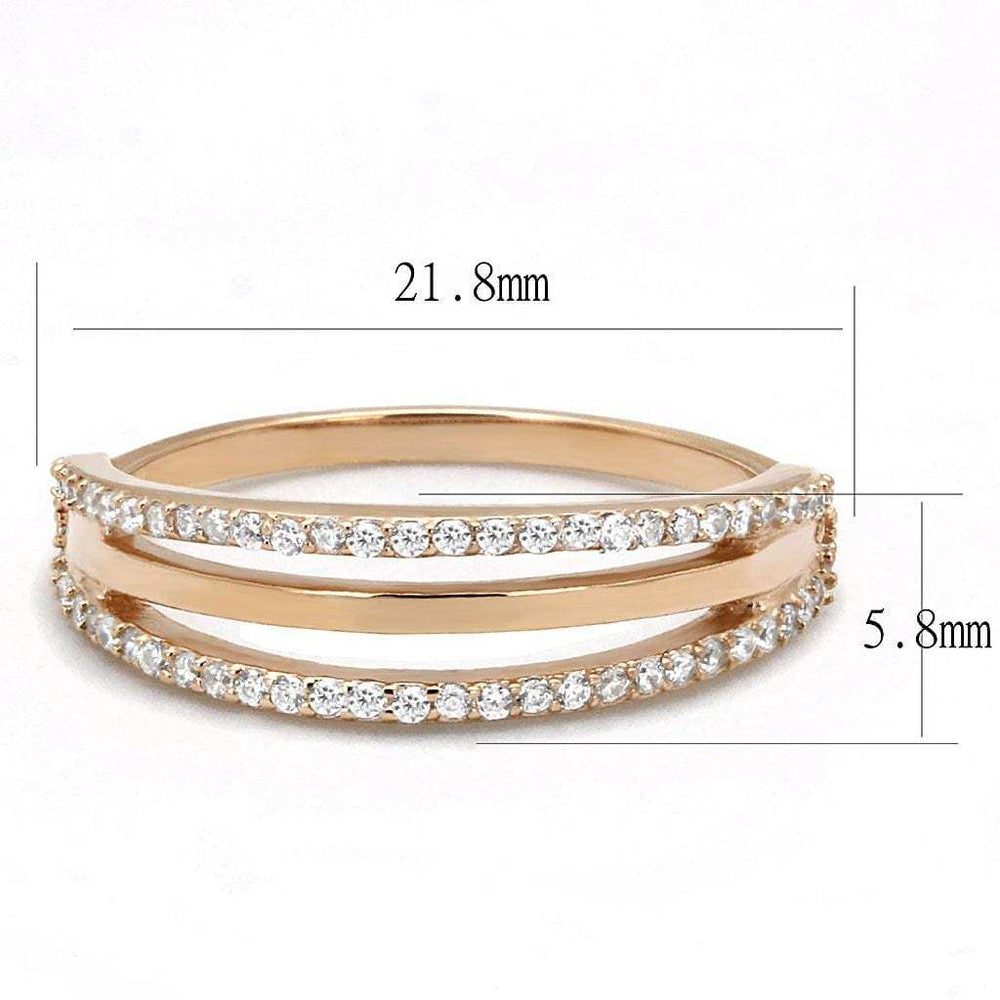 TS587 - Rose Gold 925 Sterling Silver Ring with AAA Grade CZ in Clear - Alamode - Flyclothing LLC