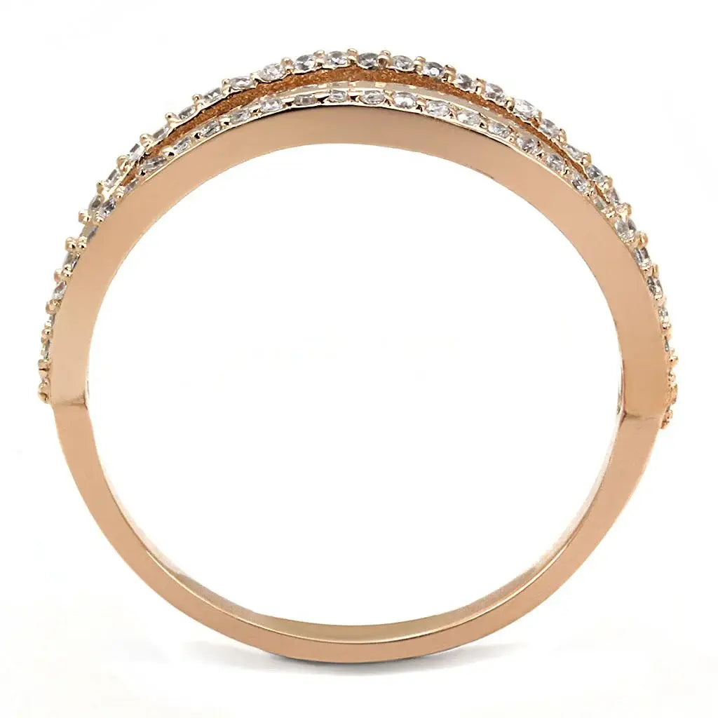 TS587 - Rose Gold 925 Sterling Silver Ring with AAA Grade CZ in Clear - Alamode - Flyclothing LLC