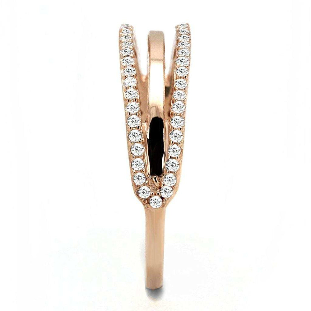 TS587 - Rose Gold 925 Sterling Silver Ring with AAA Grade CZ in Clear - Alamode - Flyclothing LLC