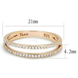 TS588 - Rose Gold 925 Sterling Silver Ring with AAA Grade CZ in Clear - Alamode - Flyclothing LLC