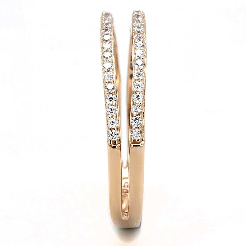 TS588 - Rose Gold 925 Sterling Silver Ring with AAA Grade CZ in Clear - Alamode - Flyclothing LLC