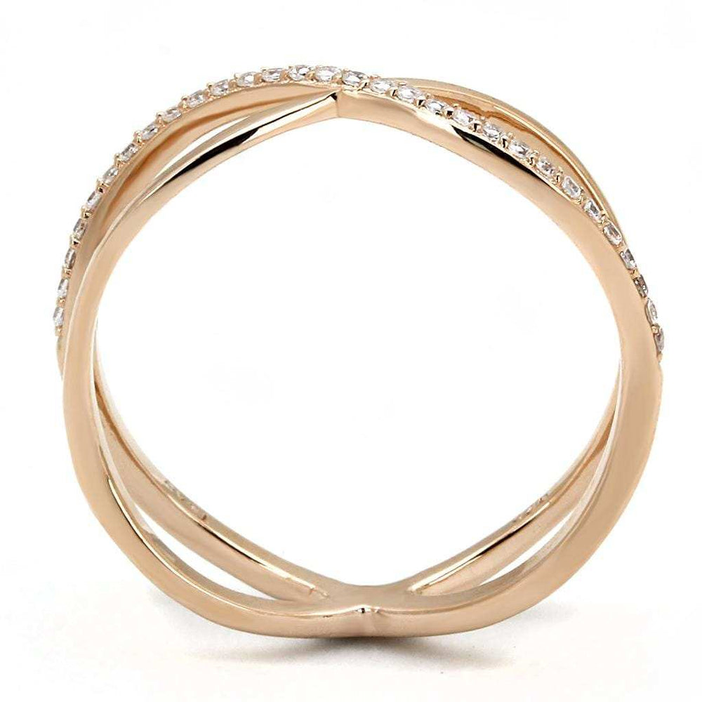 TS589 - Rose Gold 925 Sterling Silver Ring with AAA Grade CZ in Clear - Alamode - Flyclothing LLC