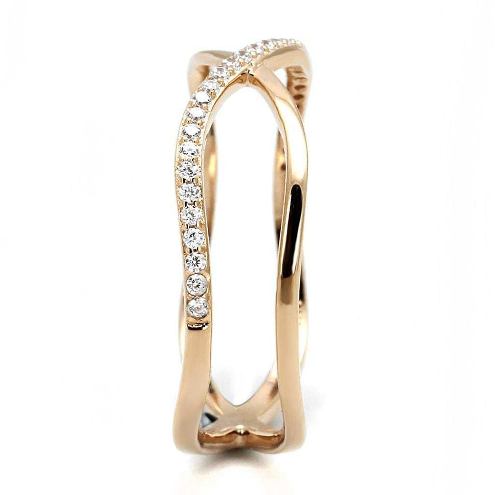 TS589 - Rose Gold 925 Sterling Silver Ring with AAA Grade CZ in Clear - Alamode - Flyclothing LLC