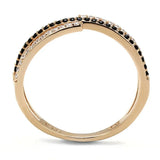 TS590 - Rose Gold 925 Sterling Silver Ring with Synthetic Spinel in Jet - Alamode - Flyclothing LLC