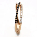 TS590 - Rose Gold 925 Sterling Silver Ring with Synthetic Spinel in Jet - Alamode - Flyclothing LLC