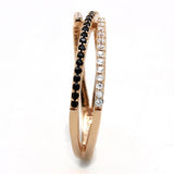 TS590 - Rose Gold 925 Sterling Silver Ring with Synthetic Spinel in Jet