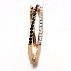 TS590 - Rose Gold 925 Sterling Silver Ring with Synthetic Spinel in Jet