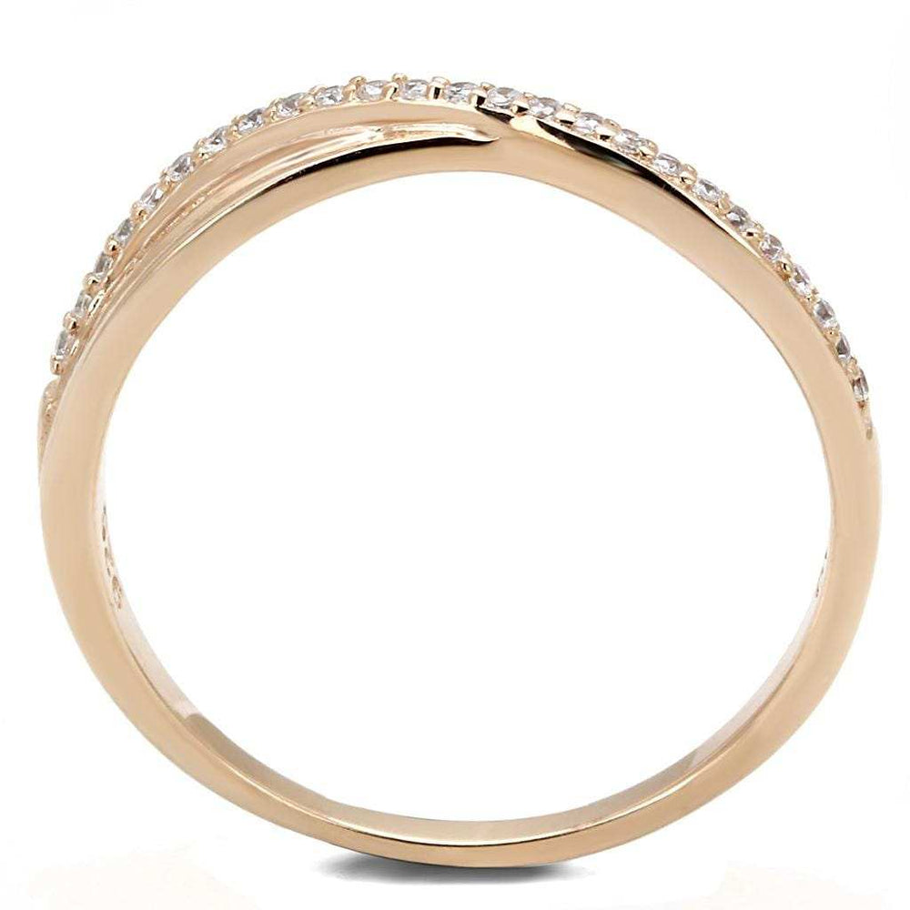 TS591 - Rose Gold 925 Sterling Silver Ring with AAA Grade CZ in Clear - Alamode - Flyclothing LLC