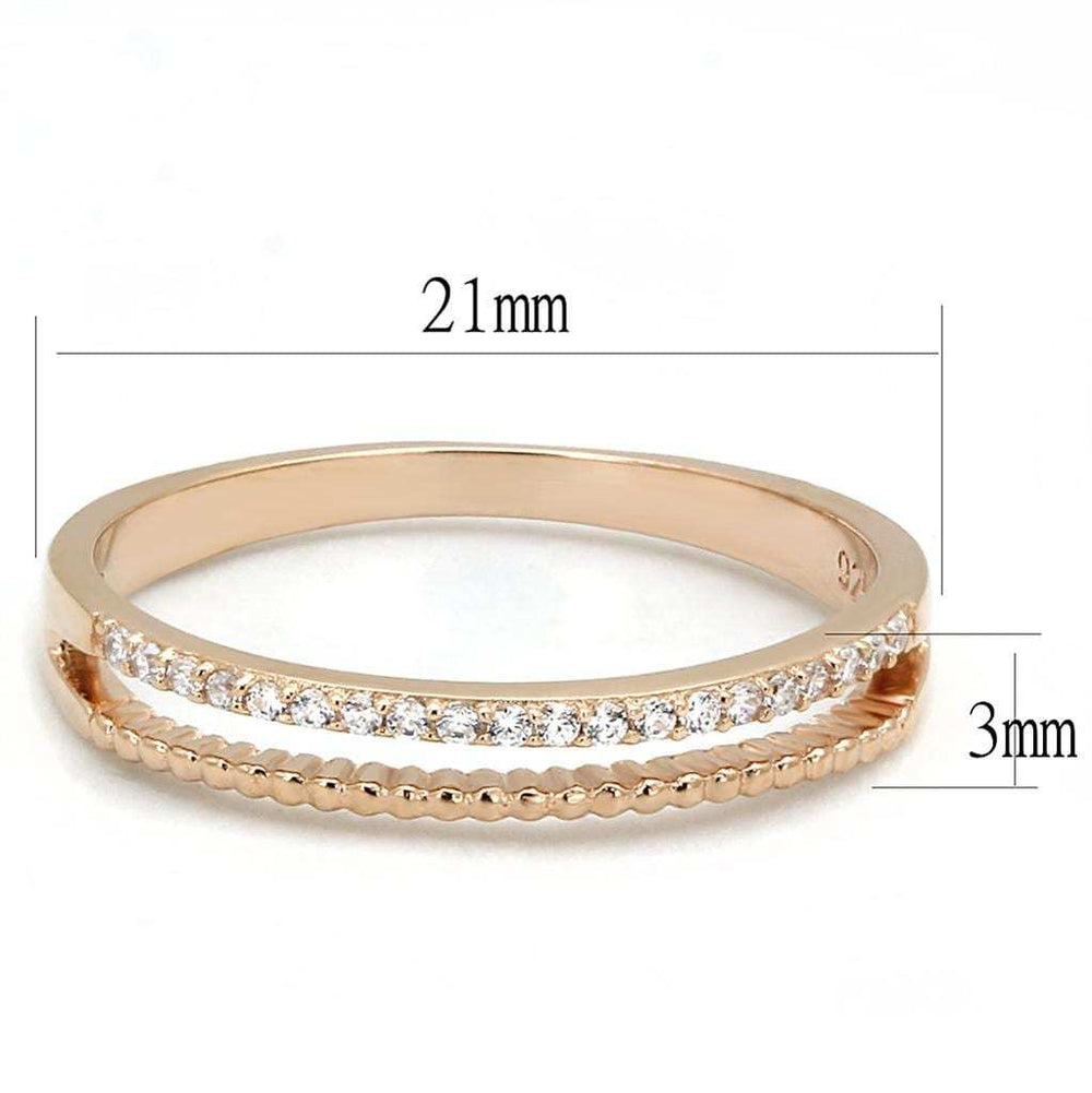 TS592 - Rose Gold 925 Sterling Silver Ring with AAA Grade CZ in Clear - Alamode - Flyclothing LLC