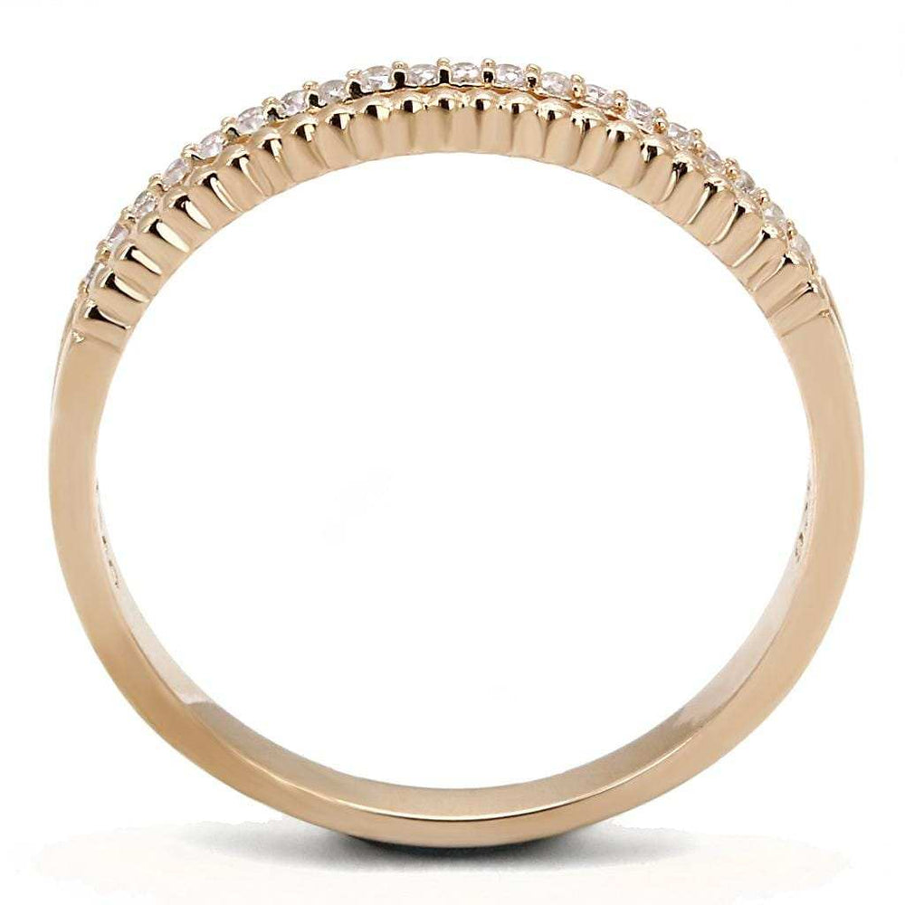TS592 - Rose Gold 925 Sterling Silver Ring with AAA Grade CZ in Clear - Alamode - Flyclothing LLC