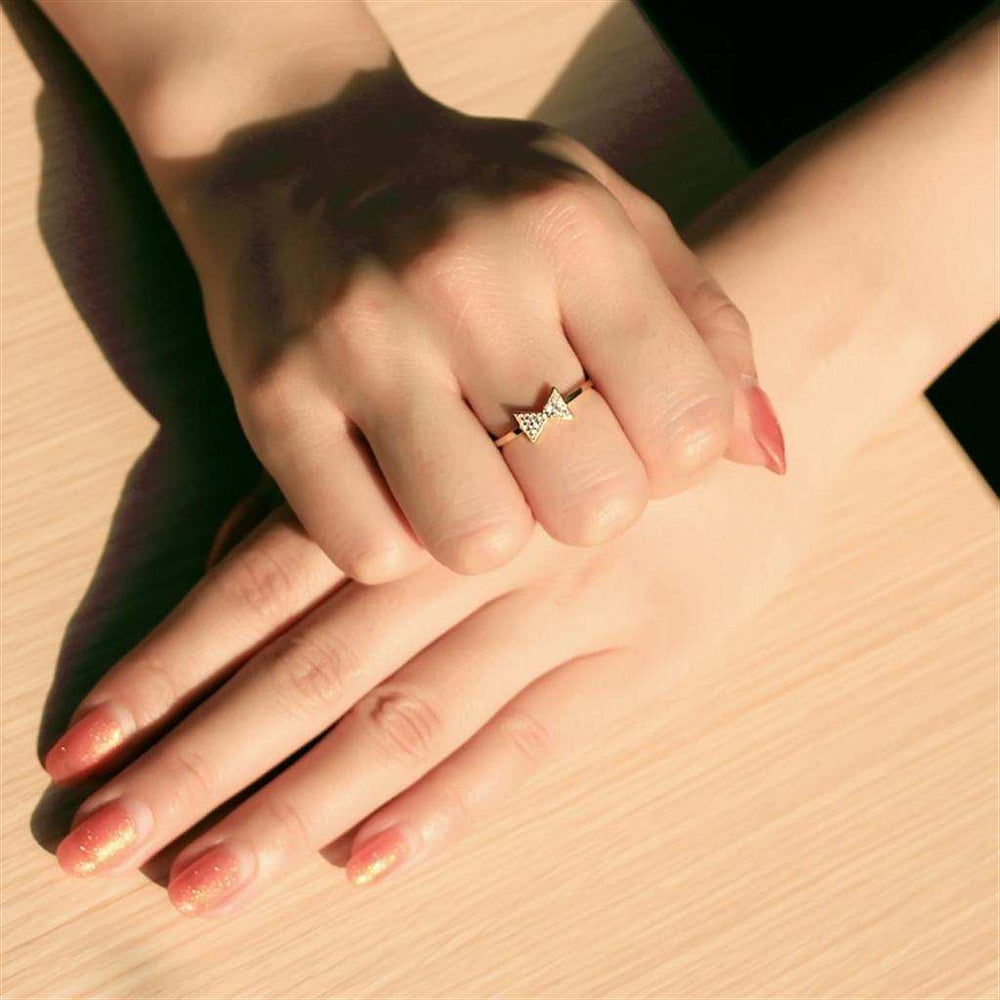 TS593 - Gold 925 Sterling Silver Ring with AAA Grade CZ in Clear - Alamode - Flyclothing LLC