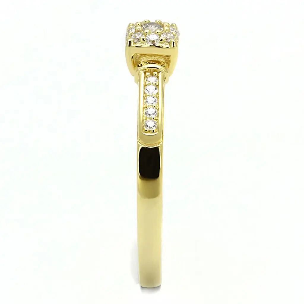 TS597 - Gold 925 Sterling Silver Ring with AAA Grade CZ in Clear - Alamode - Flyclothing LLC