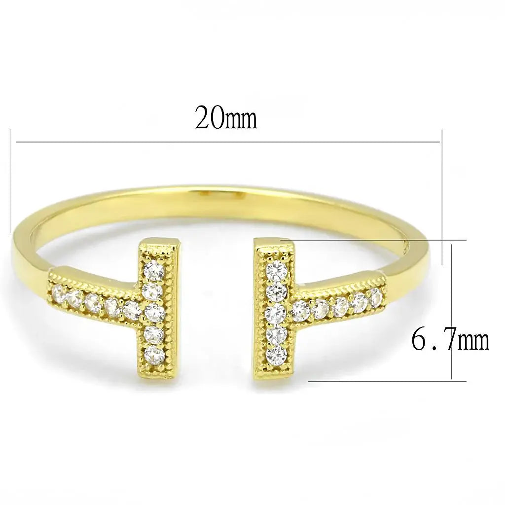 TS598 - Gold 925 Sterling Silver Ring with AAA Grade CZ in Clear - Alamode - Flyclothing LLC