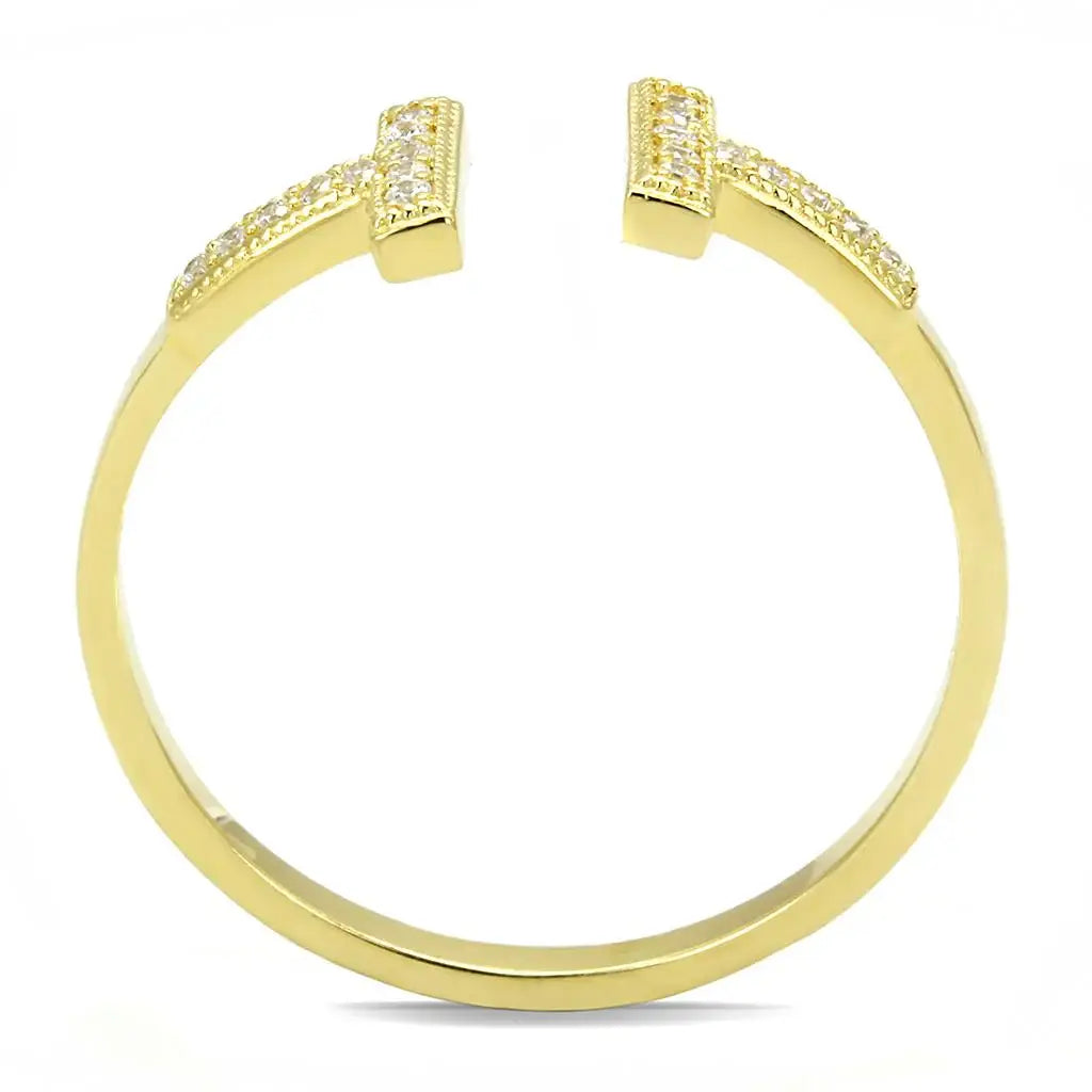 TS598 - Gold 925 Sterling Silver Ring with AAA Grade CZ in Clear - Alamode - Flyclothing LLC