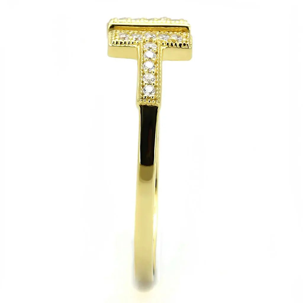 TS598 - Gold 925 Sterling Silver Ring with AAA Grade CZ in Clear - Alamode - Flyclothing LLC