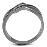 TS599 - Ruthenium 925 Sterling Silver Ring with Synthetic Spinel in Jet - Alamode - Flyclothing LLC