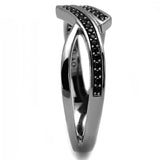 TS599 - Ruthenium 925 Sterling Silver Ring with Synthetic Spinel in Jet - Alamode - Flyclothing LLC