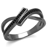 TS599 - Ruthenium 925 Sterling Silver Ring with Synthetic Spinel in Jet - Alamode - Flyclothing LLC