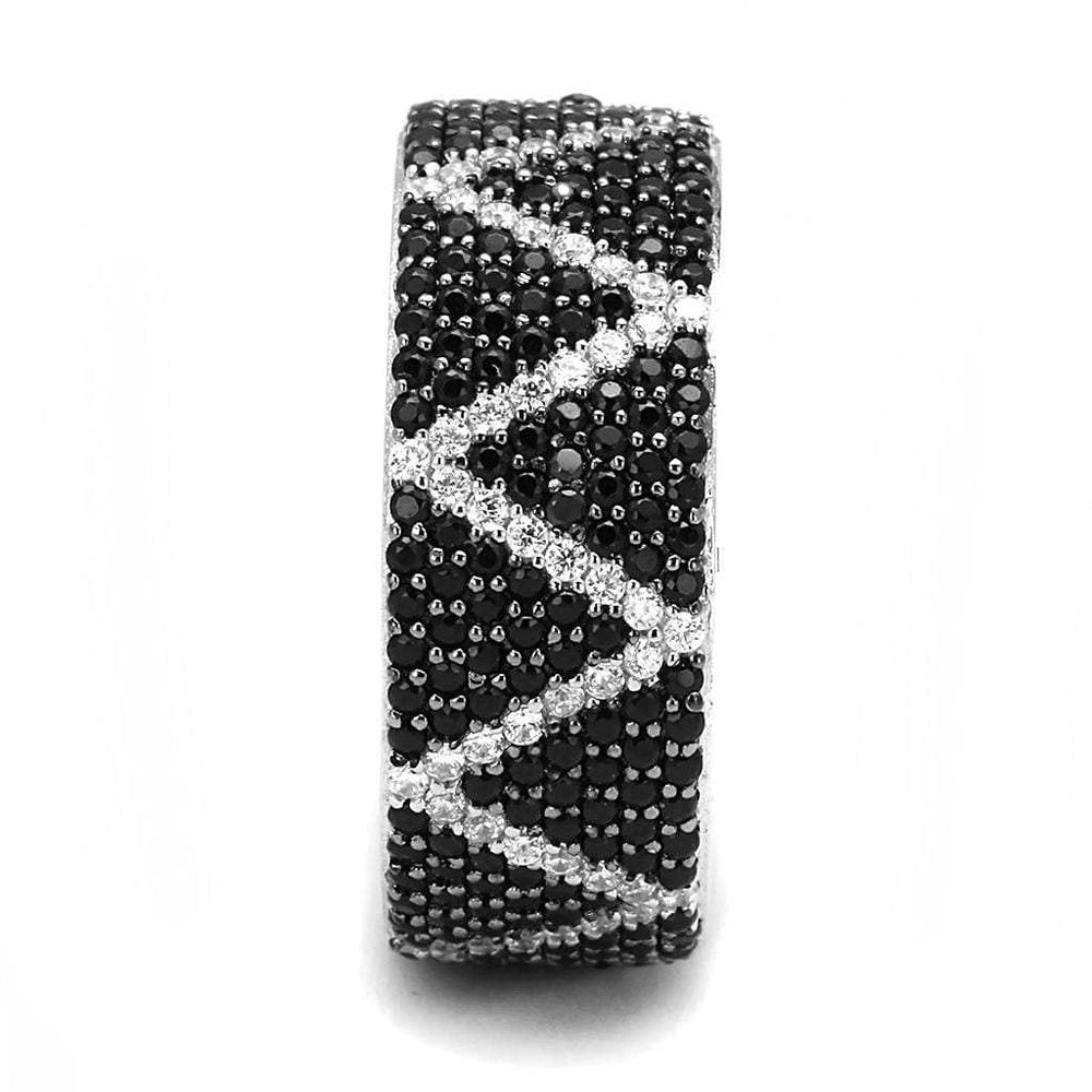 TS600 - Rhodium + Ruthenium 925 Sterling Silver Ring with Synthetic Spinel in Multi Color - Alamode - Flyclothing LLC