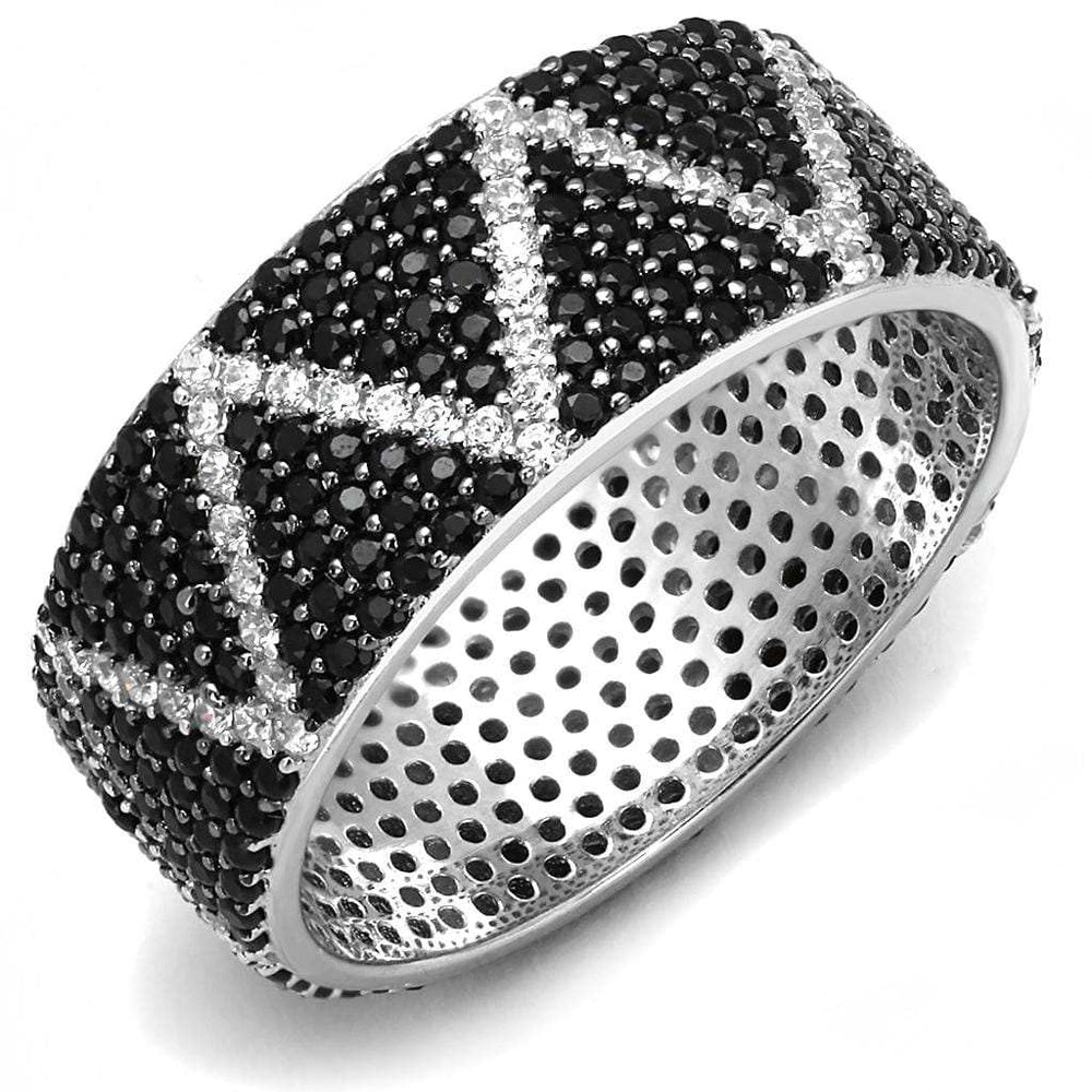 TS600 - Rhodium + Ruthenium 925 Sterling Silver Ring with Synthetic Spinel in Multi Color - Alamode - Flyclothing LLC