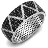 TS600 - Rhodium + Ruthenium 925 Sterling Silver Ring with Synthetic Spinel in Multi Color - Alamode - Flyclothing LLC