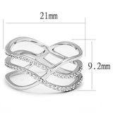 TS602 - Rhodium 925 Sterling Silver Ring with AAA Grade CZ in Clear - Alamode - Flyclothing LLC