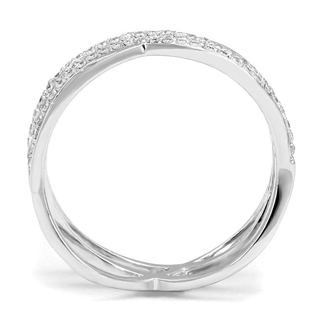 TS602 - Rhodium 925 Sterling Silver Ring with AAA Grade CZ in Clear - Alamode - Flyclothing LLC