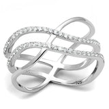 TS602 - Rhodium 925 Sterling Silver Ring with AAA Grade CZ in Clear - Alamode - Flyclothing LLC
