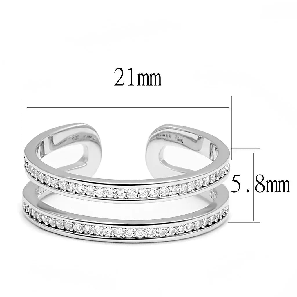 TS605 - Rhodium 925 Sterling Silver Ring with AAA Grade CZ in Clear - Alamode - Flyclothing LLC