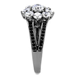 TS611 - Ruthenium 925 Sterling Silver Ring with AAA Grade CZ  in Clear - Alamode
