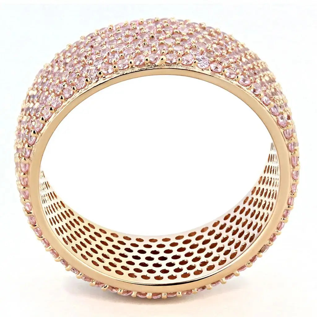 TS612 - Rose Gold 925 Sterling Silver Ring with AAA Grade CZ in Light Rose - Alamode - Flyclothing LLC