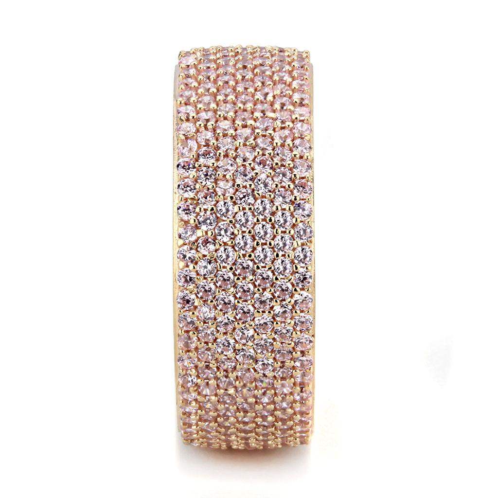 TS612 - Rose Gold 925 Sterling Silver Ring with AAA Grade CZ in Light Rose - Alamode - Flyclothing LLC