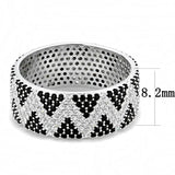 TS613 - Rhodium 925 Sterling Silver Ring with AAA Grade CZ in Jet - Alamode - Flyclothing LLC