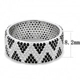 TS613 - Rhodium 925 Sterling Silver Ring with AAA Grade CZ  in Jet - Alamode
