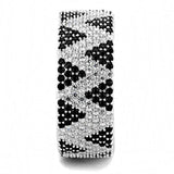 TS613 - Rhodium 925 Sterling Silver Ring with AAA Grade CZ in Jet - Alamode - Flyclothing LLC