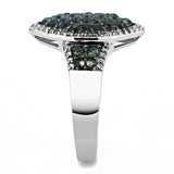 TS614 - Rhodium + Ruthenium 925 Sterling Silver Ring with Synthetic Synthetic Glass in Blue Zircon - Alamode - Flyclothing LLC