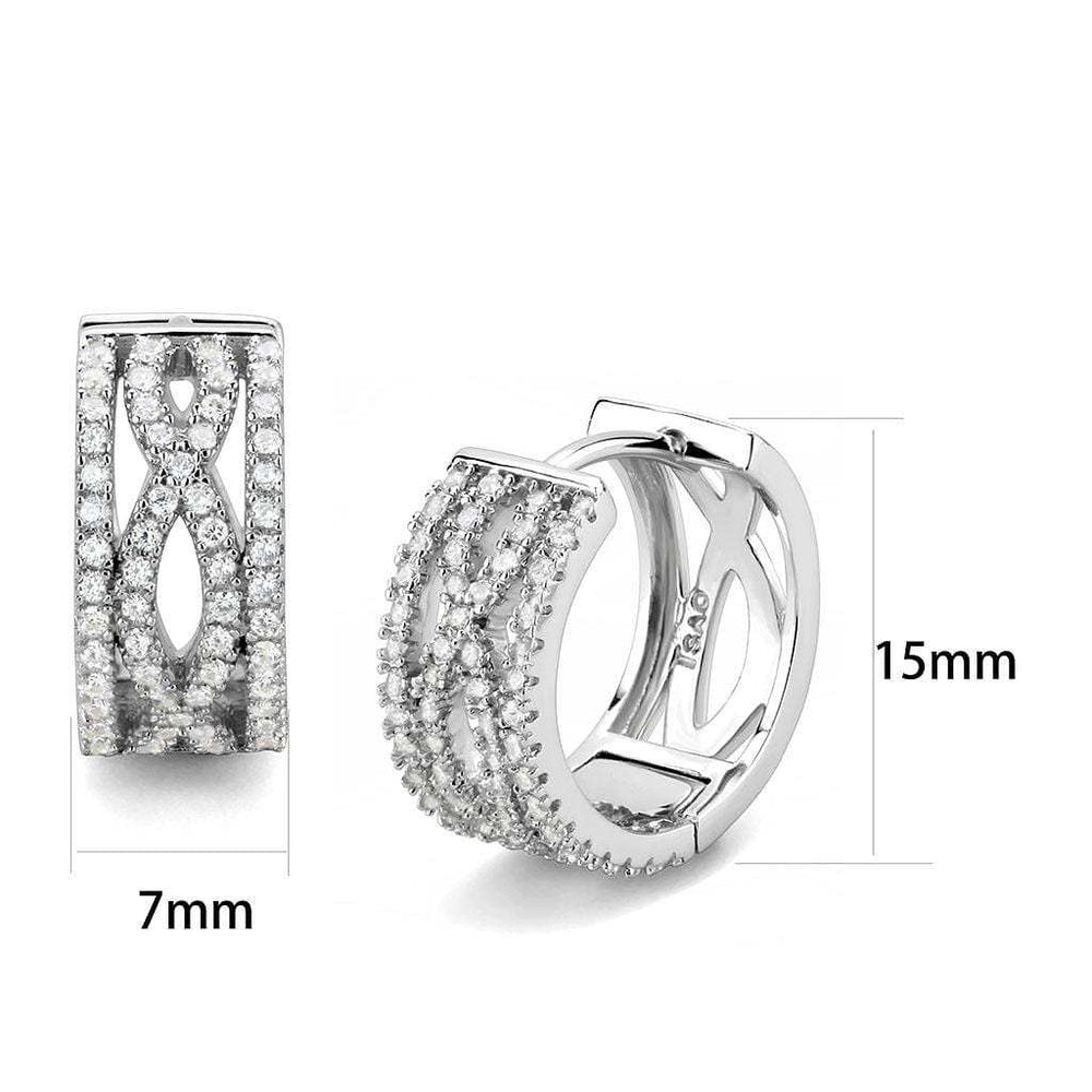 TS617 - Rhodium 925 Sterling Silver Earrings with AAA Grade CZ in Clear - Alamode - Flyclothing LLC