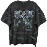 AC/DC BACK IN BLACK SHATTERED GLASS ALL OVER PRINT VINTAGE BLACK T-SHIRT/GIANT VINTAGE