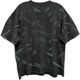 AC/DC BACK IN BLACK SHATTERED GLASS ALL OVER PRINT VINTAGE BLACK T-SHIRT/GIANT VINTAGE