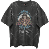 AC/DC HIGH VOLTAGE 76 TOUR FRT/BACK ALL OVER PRINT VINTAGE BLACK T-SHIRT/GIANT VINTAGE