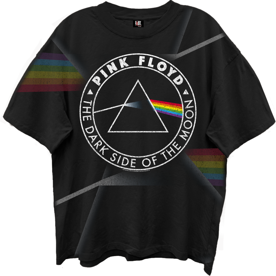 PINK FLOYD DARK SIDE OF THE MOON ALL OVER PRINT BLACK T-SHIRT/GIANT VINTAGE