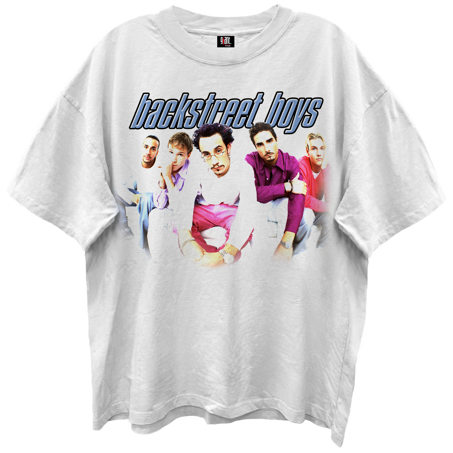 BACKSTREET BOYS I WANT IT THAT WAY BLANC WHITE ENZYME WASH T-SHIRT/GIANT VINTAGE