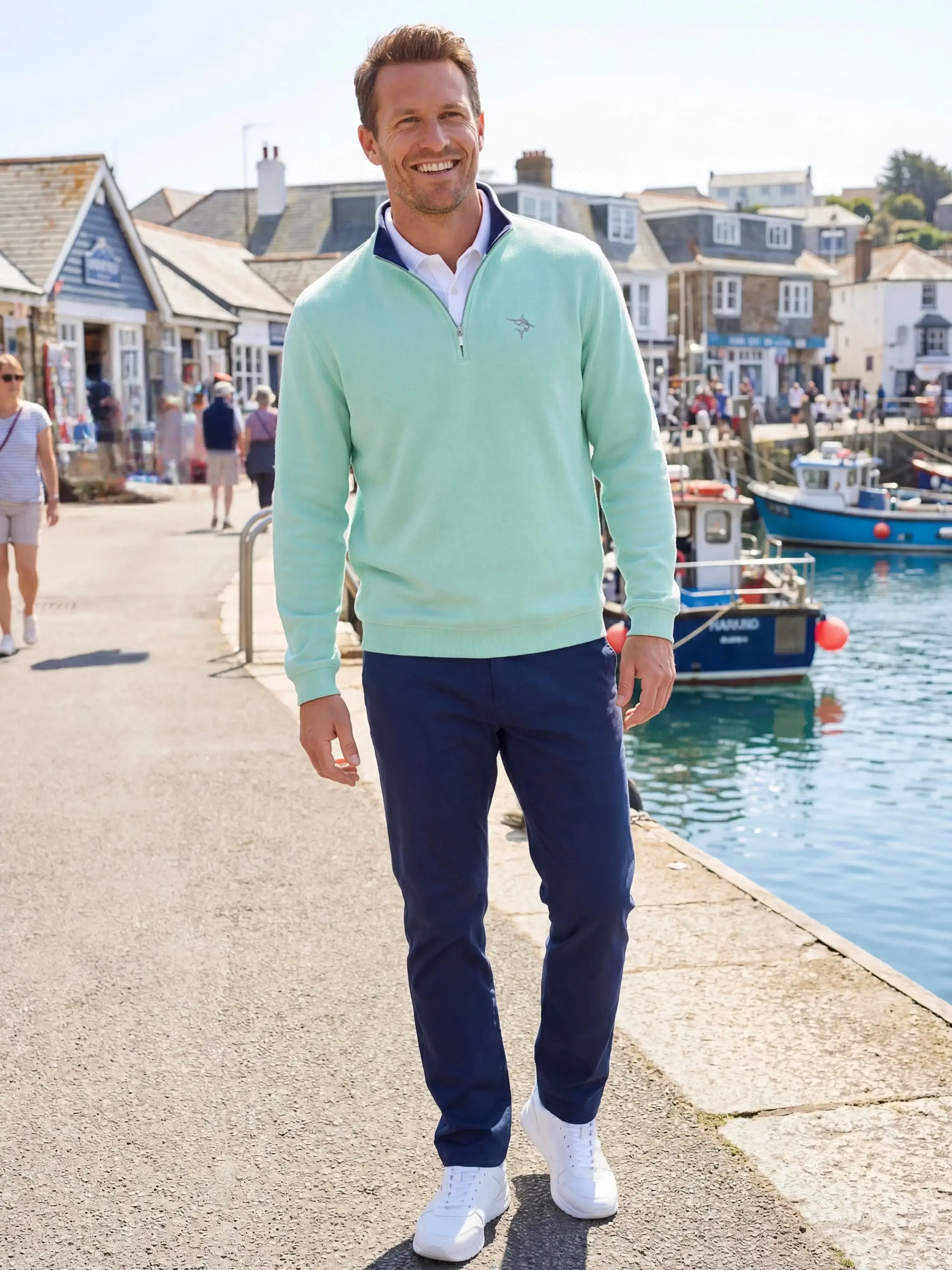 Turnberry Quarter Zip Smooth Knit - White Water Life - Flyclothing LLC